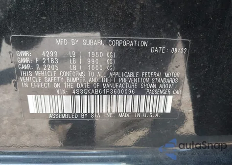 2023 Subaru Impreza Base from USA, damaged, VIN 4S3GKAB61P3600096